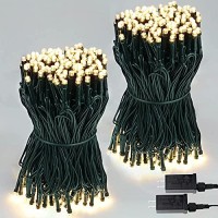 Sanjicha Extendable 2-Pack 66Ft 200 Led Christmas String Lights For Indoor/Outdoor, Christmas Tree Lights On Green Wire, 8 Modes Plug In Fairy String Lights For Xmas Decor (Warm White)