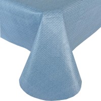 Newbridge Basketweave Solid Color Vinyl Flannel Backed Tablecloth, Basket Weave Textured Look Indooroutdoor Waterproof Tablecloth, Patio And Kitchen Dining, 52 Inch X 52 Inch Square, Blue