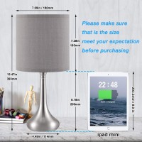 Kakanuo Small Touch Bedside Lamp Nightstand Lamp For Bedroom Set Of 2, Grey Touch Lamp Table Lamp, 3 Way Dimmable Desk Lamp With Lampshade For Bedroom, Living Room And Office (Led Bulbs Included)