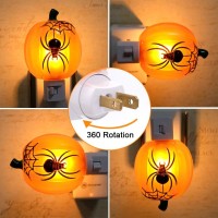 Dromance Pumpkin Plug In Night Light Spider With 360 Degree Swivel Plug Halloween Decoration