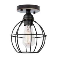 Frideko Home Semi Flush Mount Ceiling Light - Black Light Fixture Hallway Light Fixtures Ceiling Metal Cage Ceiling Light Fixtures Farmhouse Lighting For Porch Kitchen Bedroom Laundry Room Entryway