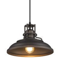 Femila Farmhouse Pendant Light,12-Inch Barn Vintage Hanging Light Fixture For Kitchen Island,Adjustable Height,Oil Rubbed Bronze Finish, 4Fy15-Mp Orb