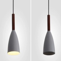 Hobaca E26 Grey Wood Mordern Nordic Pendant Light Hanging Lamp Dinning Room Lights Kitchen Island Lighting Fixture