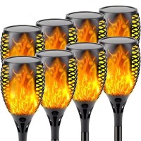 8-Pack 66Led 41In Solar Flame Torch (Super Larger Size & Upgraded Vivid Flame), Waterproof Solar Lights Outdoor Decorative With Flickering Flame, Outdoor Lights For Garden Patio Christmas Pathway