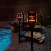 Sporticulture Dallas Cowboys 36 Inch Tall Led Torch Light-Emulates Flickering Flames-Auto On & Off Outdoor Waterproof Landscape Lighting Decoration-Security Light For Any Patio, Yard & Walkway