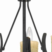 Benjara Bm226306 3 Bulb Metal Frame Chandelier With Candle Lights, Black And Beige