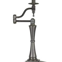 Benjara Bm226339 Metal Body Table Lamp With Swing Arm And Fabric Bell Shade, Silver And Gray