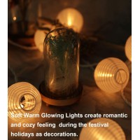 Tigomoov Mini Lantern Lights String Outdoor, 3 Inch Globe Lantern String Lights For Bedroom -20Ct Connectable White Lantern Lights For Wedding Decorations, Patio,Porch,Window Decor