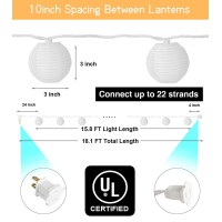 Tigomoov Mini Lantern Lights String Outdoor, 3 Inch Globe Lantern String Lights For Bedroom -20Ct Connectable White Lantern Lights For Wedding Decorations, Patio,Porch,Window Decor