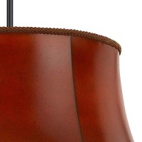 Benjara Bm226313 3 Bulb Round Pendant Fixture With Leatherette Drum Shade, Red