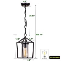 Capslpad Outdoor Pendant Light For Porch,1-Light Modern Metal Vintage Cage Hanging Lantern Light Adjustable Pendant Light Fixtures With Glass Shade For Porch,Entryway,Doorway,Farmhouse,Foyer