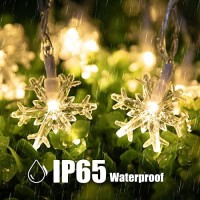 Solar Christmas Snowflake String Lights 100 Led 39 Ft Outdoor Waterproof Fairy Lights With 8 Lighting Modes For Wedding, Party, Tree, Room, Garden, Patio, Yard, Home, Warm White