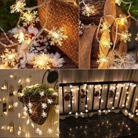 Solar Christmas Snowflake String Lights 100 Led 39 Ft Outdoor Waterproof Fairy Lights With 8 Lighting Modes For Wedding, Party, Tree, Room, Garden, Patio, Yard, Home, Warm White