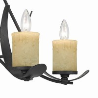 Benjara Bm226307 5 Bulb Metal Frame Chandelier With Candle Lights, Black And Beige