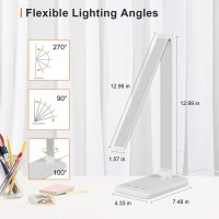 Linkstyle Led Desk Lamp, Table Light With Usb Charging Port, Foldable Dimmable 5 Modes 10 Brightness Levels Touch Control Desk Light Auto Timer Eye Caring Book Reading Lamps For Home Office