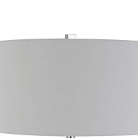 Benjara Bm226325 3 Way Orb Shaped Metal Table Lamp With Hardback Shade, Silver And White