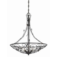 Benjara Bm226305 3 Bulb Round Metal Chandelier With Scrolled And Leaf Details, Bronze