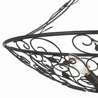 Benjara Bm226305 3 Bulb Round Metal Chandelier With Scrolled And Leaf Details, Bronze