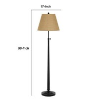 Benjara Bm226328 Tubular Metal Floor Lamp With Adjustable Height Mechanism, Black And Beige