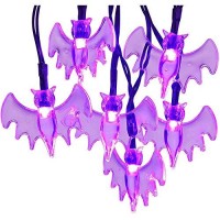 Dytesa Halloween Solar String Lights 213 Ft 30 Led Purple Bat Led Lights Ip65 Waterproof For Halloween Outdoor Indoor Party De