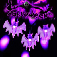 Dytesa Halloween Solar String Lights 213 Ft 30 Led Purple Bat Led Lights Ip65 Waterproof For Halloween Outdoor Indoor Party De