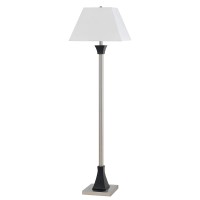 Benjara Bm226336 Metal Body Floor Lamp With Rectangular Tapered Shade, White And Silver