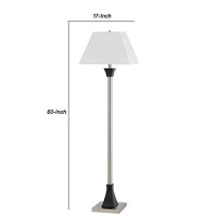 Benjara Bm226336 Metal Body Floor Lamp With Rectangular Tapered Shade, White And Silver