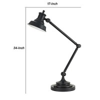 Benjara Bm226321 7 Watt Led Desk Lamp With Adjustable Metal Arm And 600 Lumen Output, Black