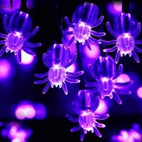 Dytesa Halloween Solar String Lights 213 Ft 30 Led Purple Spider Led Lights Ip65 Waterproof For Halloween Outdoor Indoor Party