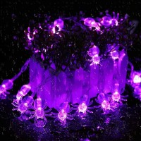 Dytesa Halloween Solar String Lights 213 Ft 30 Led Purple Spider Led Lights Ip65 Waterproof For Halloween Outdoor Indoor Party