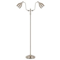 Benjara Bm226338 Dual Light Tubular Floor Lamp With Metal Shades, Silver