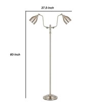 Benjara Bm226338 Dual Light Tubular Floor Lamp With Metal Shades, Silver