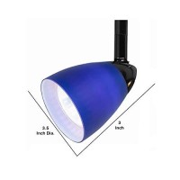 Benjara Bm226314 50 Watt Track Fixture With Handblown Glass Shade, Black And Blue