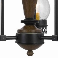 Benjara Bm226312 3 Bulb Wooden And Metal Chandelier With Urn Glass Shades, Brown And Black