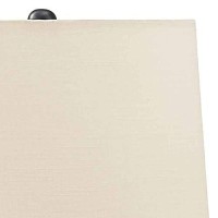 Benjara Bellied Paper Composite Table Lamp With Speckled Details, Cream And Gray