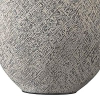 Benjara Bellied Paper Composite Table Lamp With Speckled Details, Cream And Gray