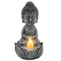 Vp Home Buddha Statue For Home And Outdoor Decor Solar Powered Flickering Led Garden Light Zen Meditation Spiritual Room Decor (Meditating Buddha) Buddha Statue