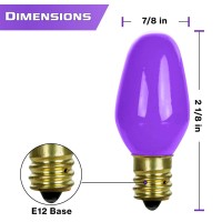 12 Pack C7 Purple Light Bulb Ceramic Incandescent 7 Watt E12 Base C7 Night Light Colored Bulb Candelabra Based Purple Bulb Hallo