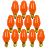 12 Pack C7 Orange Light Bulb Ceramic Incandescent 7 Watt E12 Base C7 Night Light Colored Bulb Candelabra Based Orange Bulb Halloween Bulb