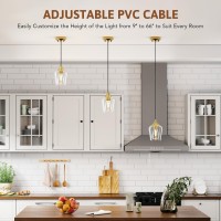 Vonluce Pendant Light Kitchen Island Brushed Gold Pendant Light Fixture With E26 Base Adjustable Cable Modern Pendant Lighti