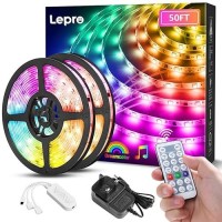 Lepro Led Strip Lights 50Ft Music Sync Magiccolor Light Strip With Remote Valentines Gifts For Men Women 5050 Rgb Lights Fo