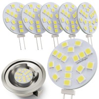 G4 Led Bulb Daylight White 6000K 2W - 20 Watt Halogen Jc Bulb Replacement G4 Bi Pin Bulb - Led Appliance Bulb Range Hood 20W 12V G4 Base T3 - 12 Volt Ac/Dc Under Cabinet Puck Light Bulbs - 6 Pack