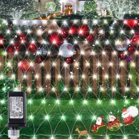 Oopswow 98Ft X 66Ft 192 Led Christmas Net Lights 8 Modes 30V Low Voltage Mesh Fairy String Lights For Christmas Trees Bushes