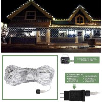 Oopswow 98Ft X 66Ft 192 Led Christmas Net Lights 8 Modes 30V Low Voltage Mesh Fairy String Lights For Christmas Trees Bushes