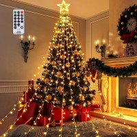 Gigalumi Christmas Decorations Lights 344 Led Star Lights 8 Lighting Modes Outdoor Tree Decorations For Christmas Yard, Garden, New Year, Holiday, Wedding, Party(Warm White)