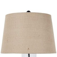 Benjara Woven Wire Wrapped Glass Base Table Lamp With Fabric Shade, Beige