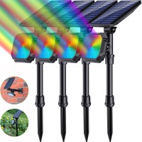 Jsot Solar Lights Outdoor, Color Changing Solar Spot Lights Outdoor, Solar Powered Spotlight Waterproof Christmas Lights For Outside Garden Yard Backyard Pathway Driveway Landscape Lighting, 4 Pack