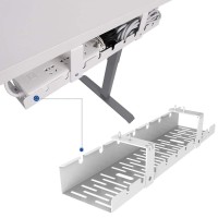 Flexispot Under Desk Cable Management Tray, Metal Raceway Wires Cable Tidy Organizer Office And Home Cable Tray Use For Standing Desk (White)