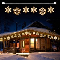 Snowflake Christmas String Lights With 6 Drops - 9Ft 100 Mini Bulb Icicle Lights With Hooks, Plug-In Connectable Hanging Lights For Christmas Home Indoor Outdoor Party Wedding Holiday Dcor, Clear