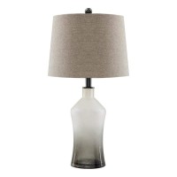 Benjara Vase Shape Frame Table Lamp With Fabric Shade, Set Of 2, Gray And Clear